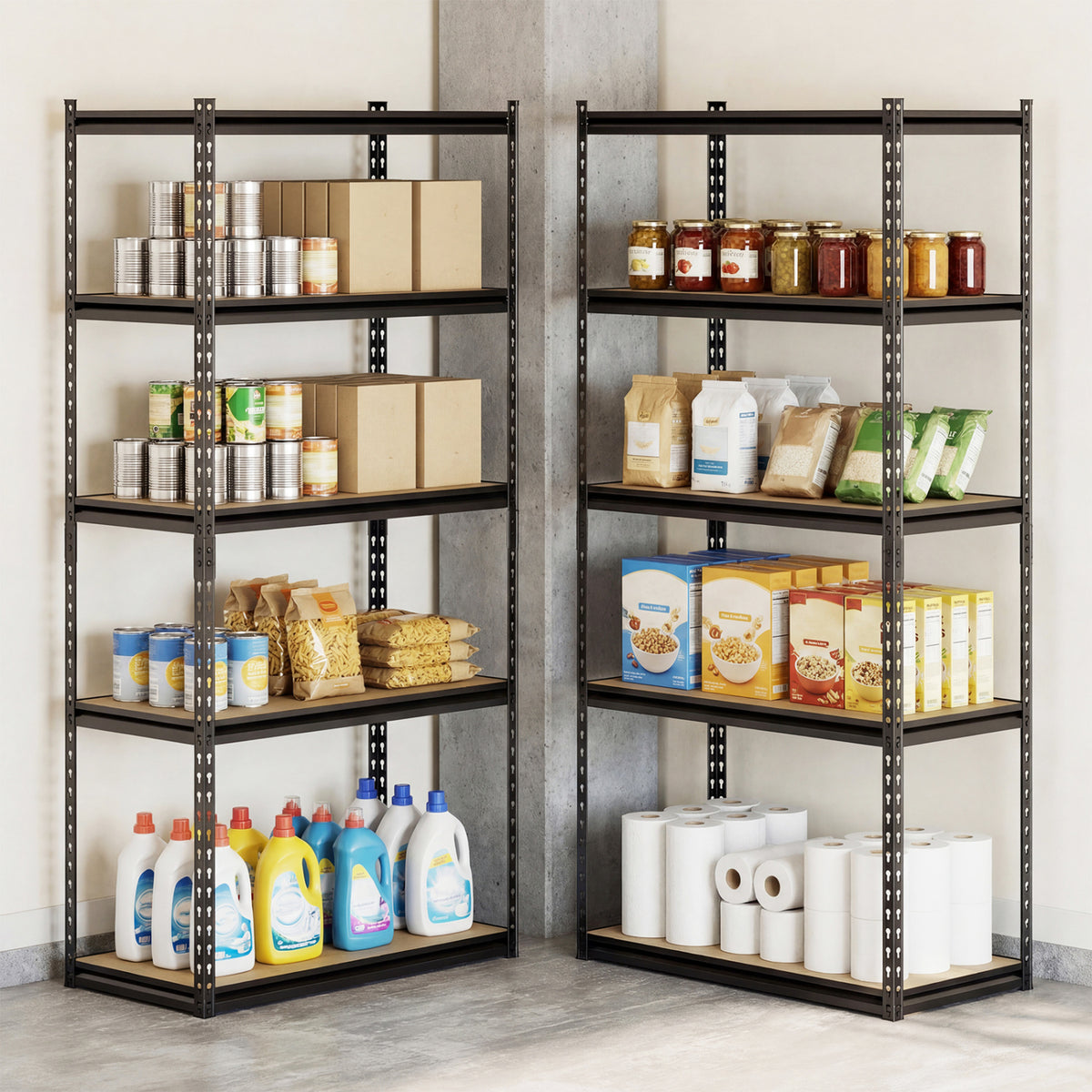 5-Tier Garage Shelving Unit 2200 LBS Metal Storage Shelves Adjustable Utility Rack-Set of 2