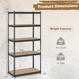 5-Tier Garage Shelving Unit 2200 LBS Metal Storage Shelves Adjustable Utility Rack-Set of 4
