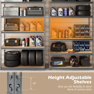 5-Tier Garage Shelving Unit 2200 LBS Metal Storage Shelves Adjustable Utility Rack for Warehouse-Set of 2