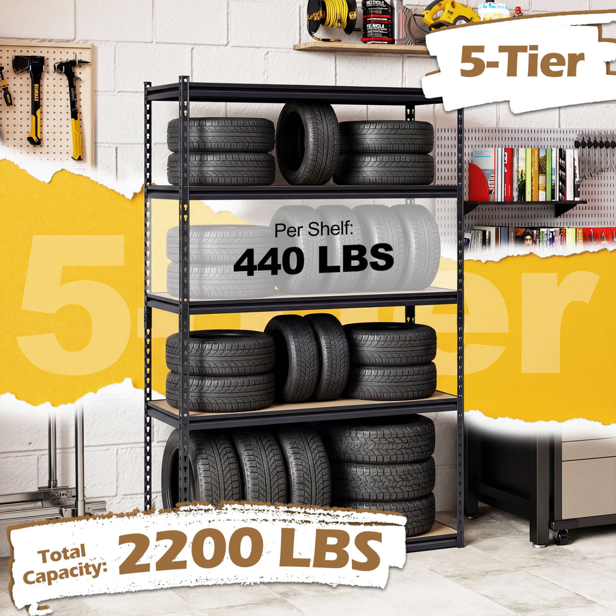 5-Tier Garage Shelving Unit for Warehouse and Basement-1 piece