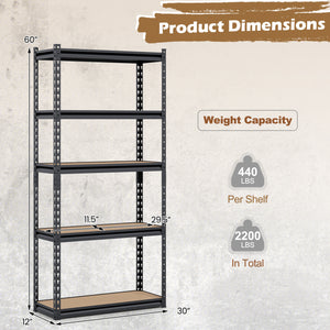 5-Tier Garage Shelving Unit 2200 LBS Heavy Duty Metal Storage Shelves-1Piece