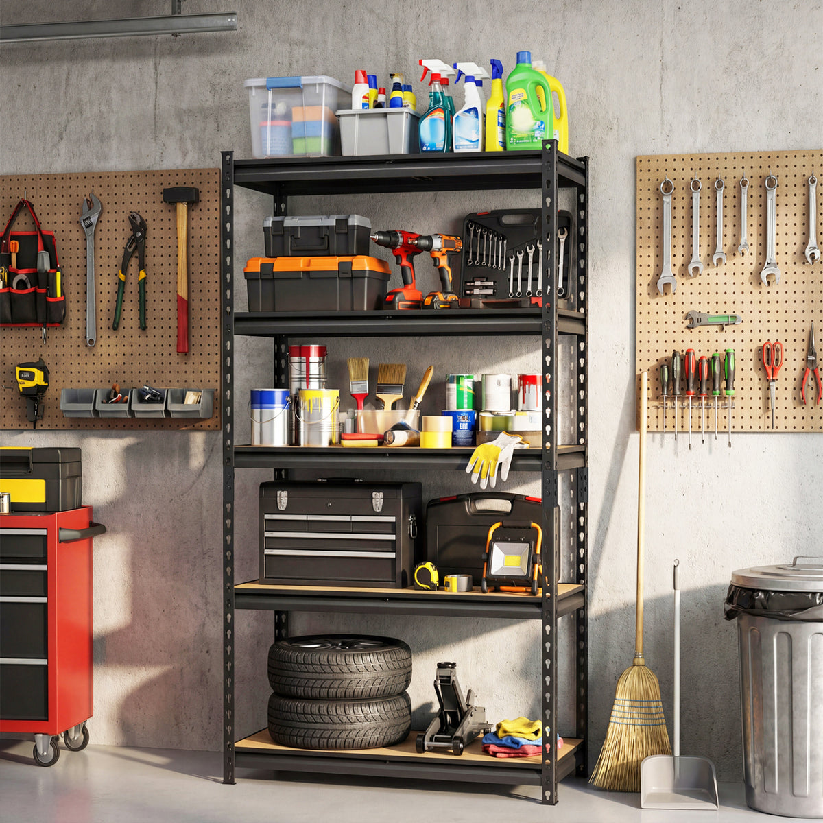 5-Tier Garage Shelving Unit 2200 LBS Heavy Duty Metal Storage Shelves-Set of 2