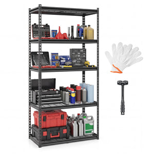 5-Tier Heavy-Duty Metal Shelving Unit with Adjustable Wire Rack Set of 1