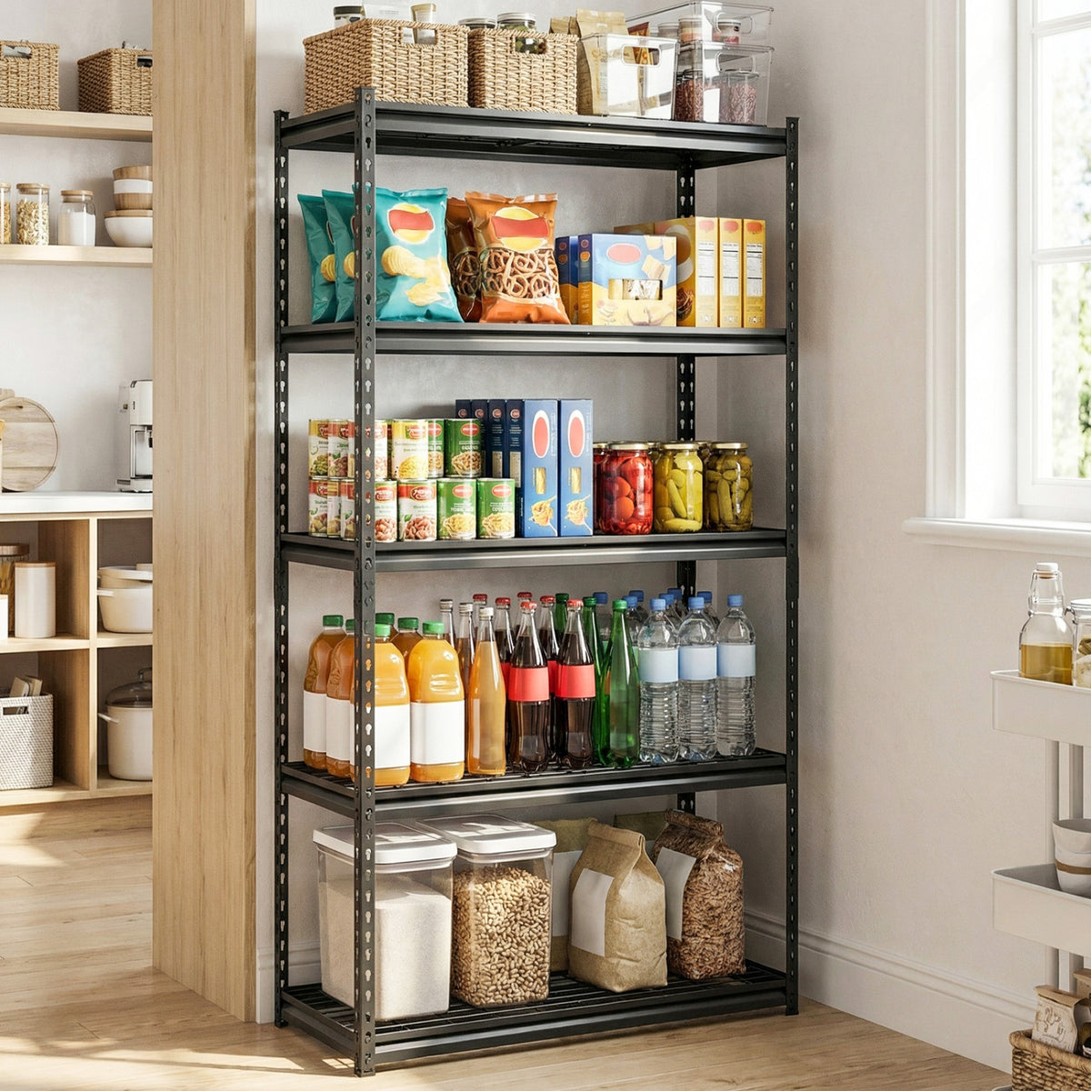 5-Tier Heavy-Duty Metal Shelving Unit with Adjustable Wire Rack Set of 1