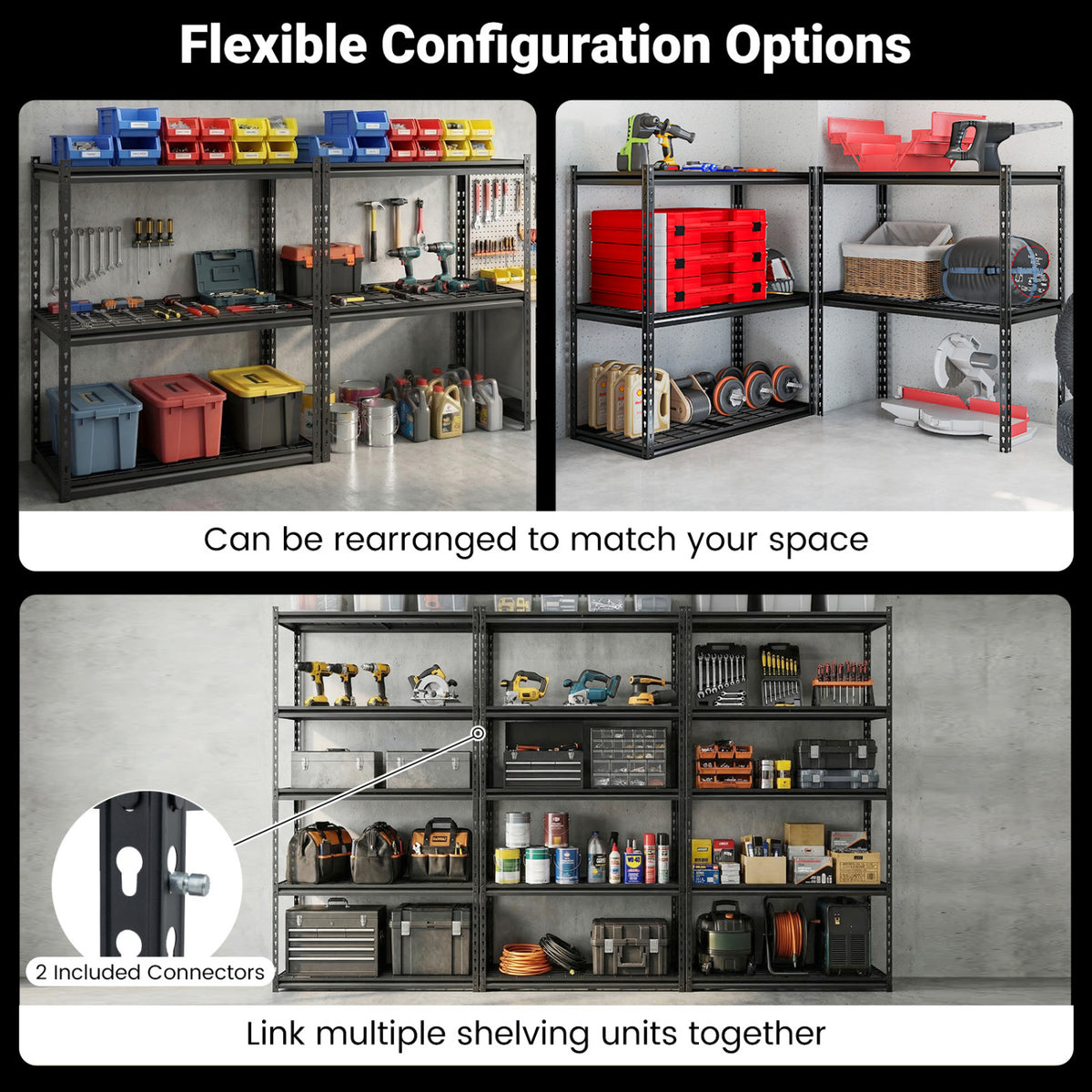 5-Tier Heavy-Duty Metal Shelving Unit with Adjustable Wire Rack Set of 1