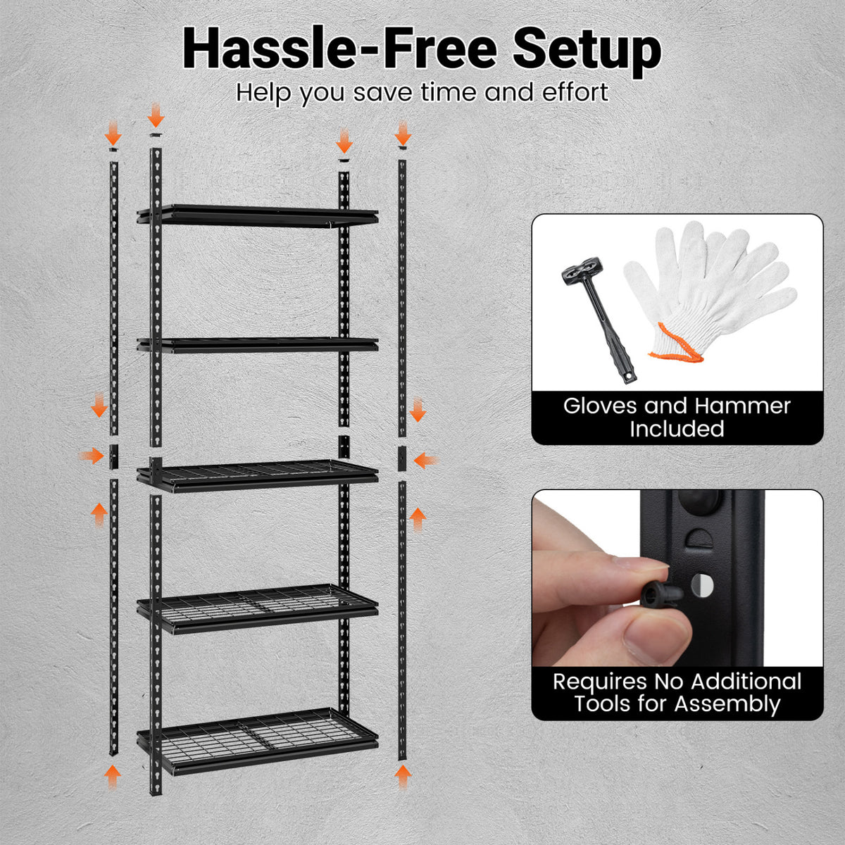 5-Tier Heavy-Duty Metal Shelving Unit with Adjustable Wire Rack Set of 1
