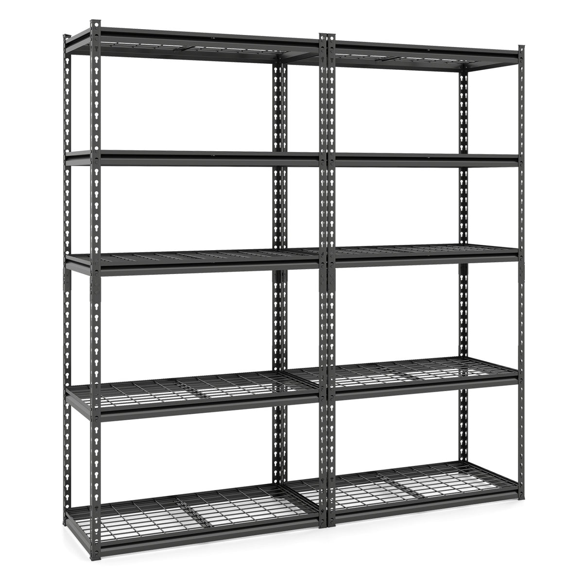 5-Tier Heavy-Duty Metal Shelving Unit with Adjustable Wire Rack Set of 2