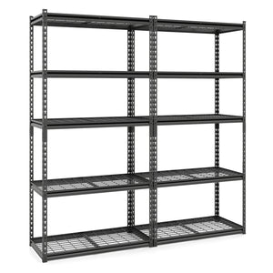 5-Tier Heavy-Duty Metal Shelving Unit with Adjustable Wire Rack Set of 2
