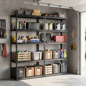5-Tier Heavy-Duty Metal Shelving Unit with Adjustable Wire Rack Set of 2