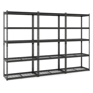 5-Tier Heavy-Duty Metal Shelving Unit with Adjustable Wire Rack Set of 3