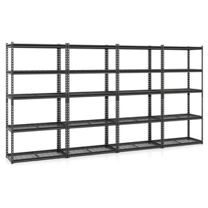 5-Tier Heavy-Duty Metal Shelving Unit with Adjustable Wire Rack Set of 4