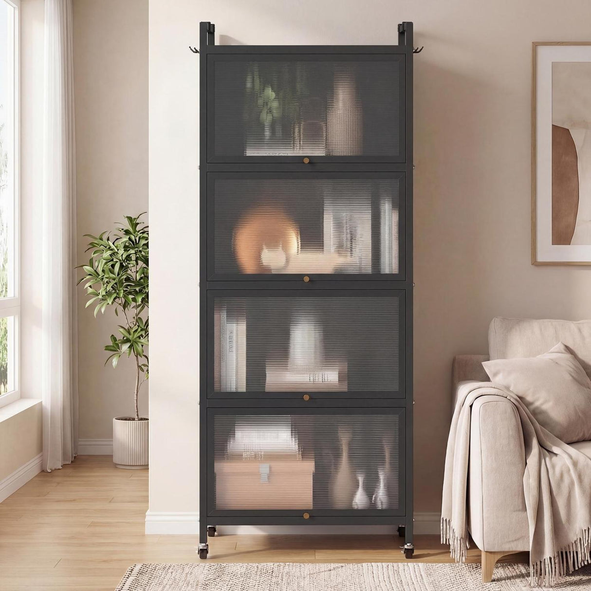 5-Tier Kitchen Baker's Rack with Flip-up PC Doors-Black