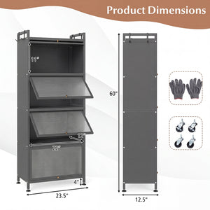 5-Tier Kitchen Baker's Rack with Flip-up PC Doors-Gray