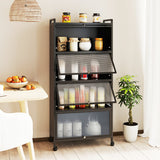 5-Tier Kitchen Pantry Storage Cabinet with Flip-Up Doors-Black