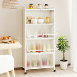 5-Tier Kitchen Pantry Storage Cabinet with Flip-Up Doors-White
