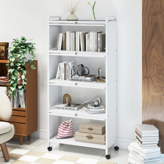 5-Tier Kitchen Pantry Storage Cabinet with Flip-Up Doors-White