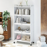 5-Tier Kitchen Pantry Storage Cabinet with Flip-Up Doors-White