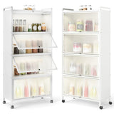 5-Tier Kitchen Pantry Storage Cabinet with Flip-Up Doors-White