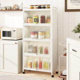 5-Tier Kitchen Pantry Storage Cabinet with Flip-Up Doors-White