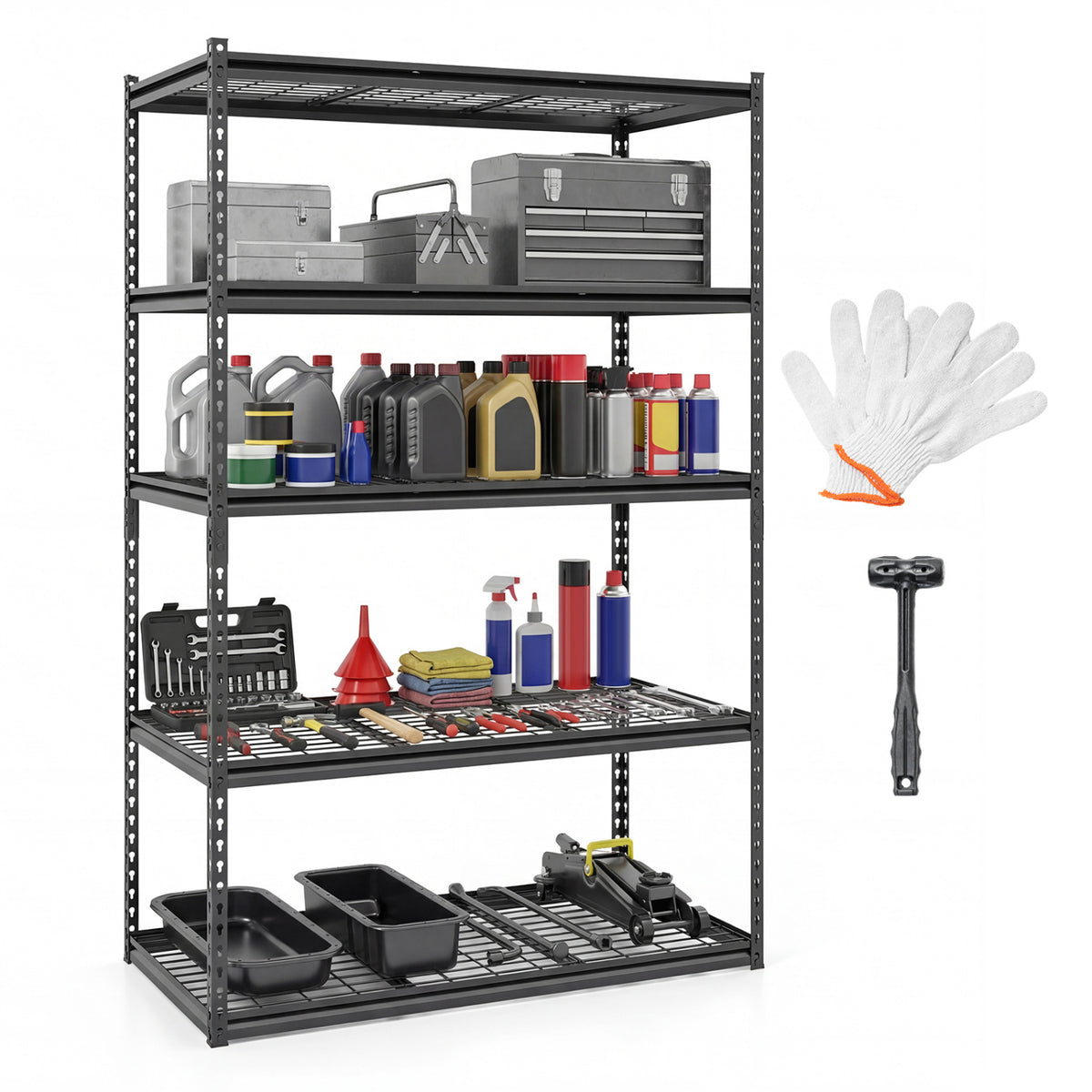 5-Tier Metal Shelving Unit 2000 lbs Capacity with Adjustable Wire Racks Set of 1
