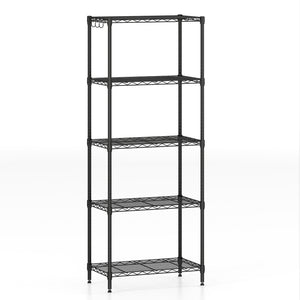 5-Tier Metal Storage Shelving Unit with V-Shaped Wire Rack and 750 LBS Capacity-Black