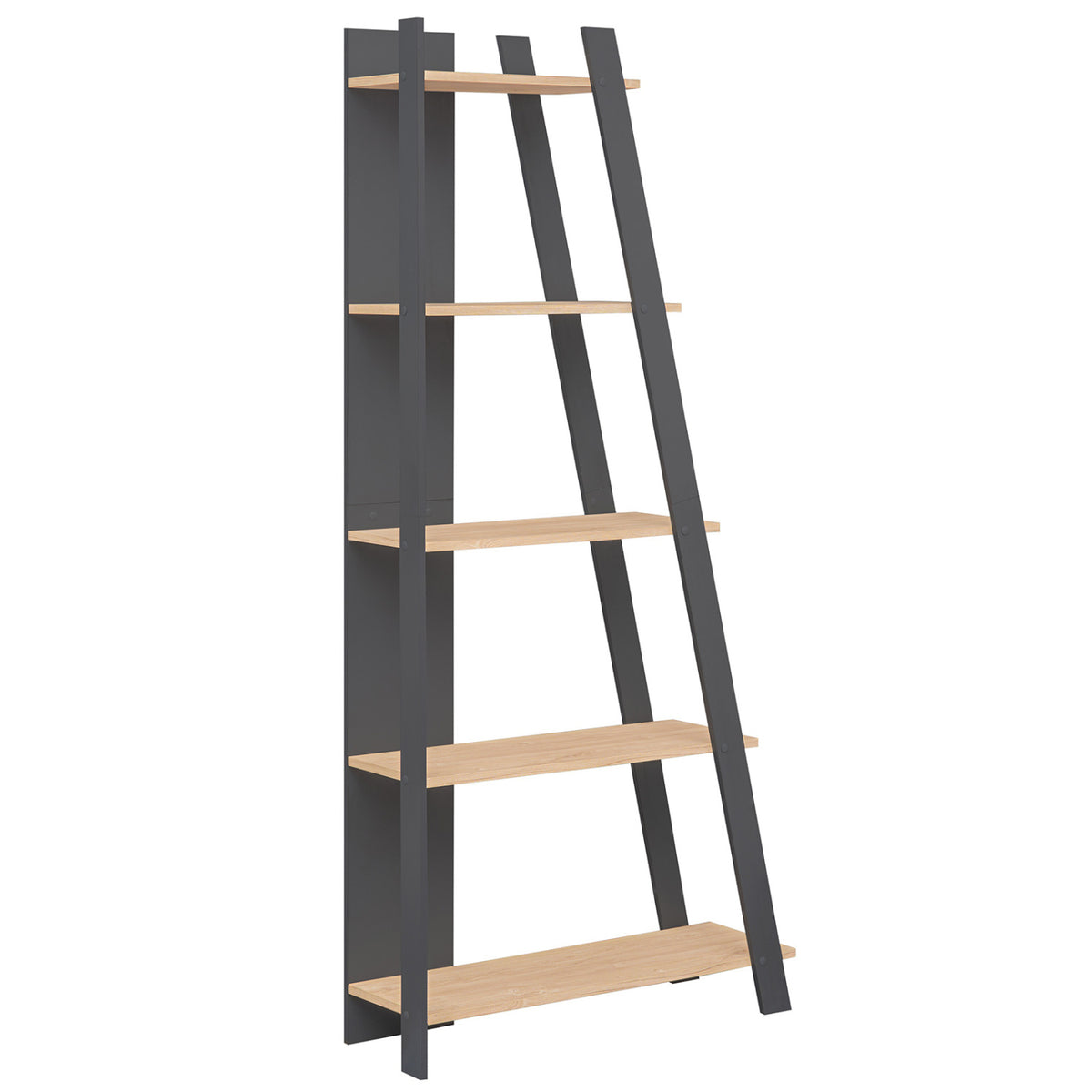 5-Tier Modern Bookshelf Narrow Vertical Display Shelf for Small Space-Gray