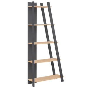 5-Tier Modern Bookshelf Narrow Vertical Display Shelf for Small Space-Gray