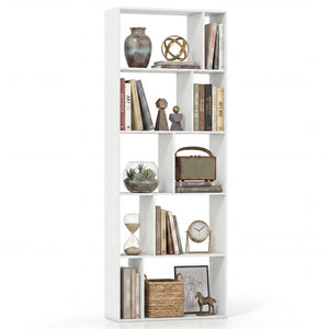 5-Tier Modern Bookshelf with Open Back and 2 Anti-Tipping Kits-White