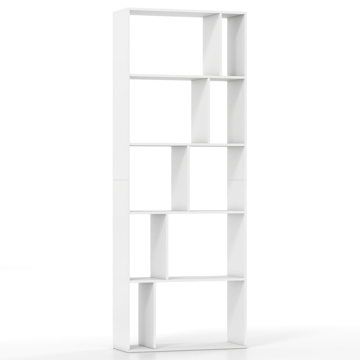 5-Tier Modern Bookshelf with Open Back and 2 Anti-Tipping Kits-White
