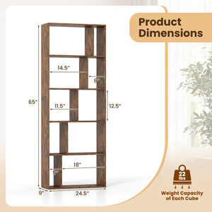 5-Tier Modern Bookshelf with Open Back and 2 Anti-Tipping Kits-Brown