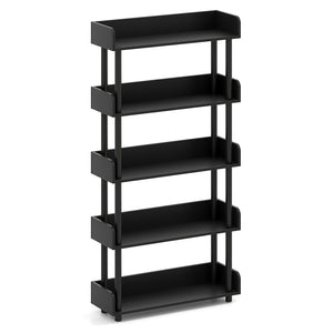 5-Tier Open Bookcase with Industrial Storage Unit-Black