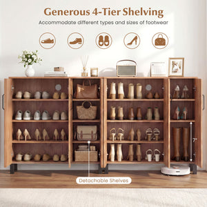 5-Tier Shoe Storage Cabinet Freestanding Shoe Rack Organizer-Oak