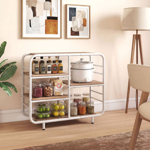 5-Tier Storage Organizer Open Book Shelf with Metal Frame-Natural