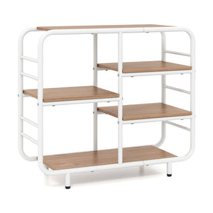5-Tier Storage Organizer Open Book Shelf with Metal Frame-Natural