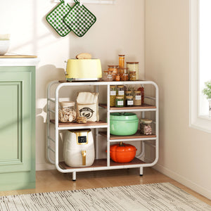 5-Tier Storage Organizer Open Book Shelf with Metal Frame-Natural