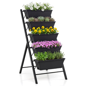 5-Tier Vertical Raised Garden Bed with Drainage Holes for Patio