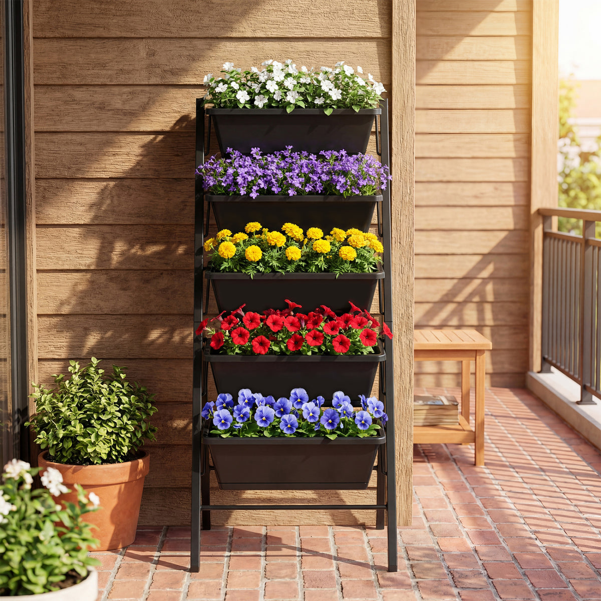 5-Tier Vertical Raised Garden Bed with Drainage Holes for Patio