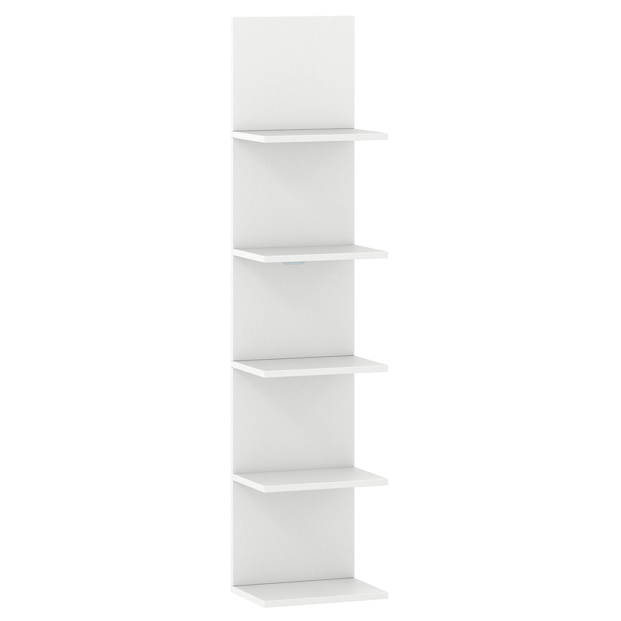 5-Tier Wall Mounted Shelf Unit with Wood Grain-White
