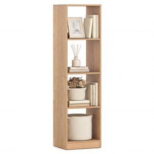 5 Tiers 4-Cube Narrow Bookshelf with 4 Anti-Tipping Kits-Natural