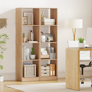 5 Tiers 4-Cube Narrow Bookshelf with 4 Anti-Tipping Kits-Natural