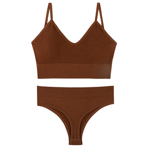 Women Seamless Bra Top Fitness Swimwear Push Up Exercise Bikini For Women 2 Pieces Ribbed Seamless Yoga Bikini Sets Sports Bra And Underwear Set 2 Piece High Waist Summer Bikini