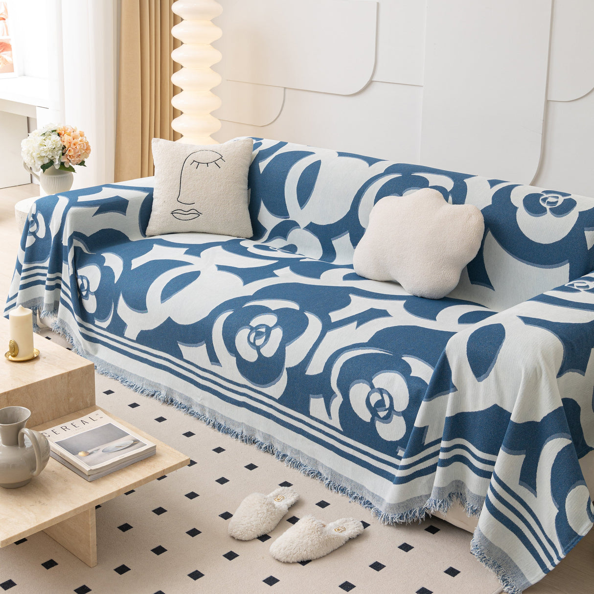 Chenille Sofa Cover Blanket, Couch Cover Blanket Throws for Couches Living Room Furniture Throw Covers