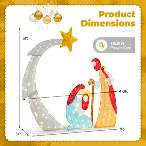 5 ft Christmas Nativity Set Pre-Lit Nativity Scene with 140 Warm White LED Lights