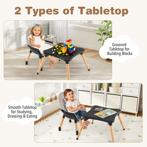 5-in-1 Baby Convertible Wooden High Chair with Detachable Tray-Black