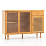 5-in-1 Complete Dining Room Set: Extendable Table  4 Chairs  Electric Fireplace  Media Console & Bamboo Sideboard