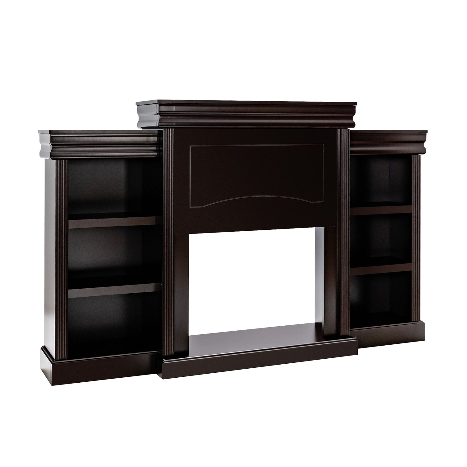 5-in-1 Complete Dining Room Set: Extendable Table  4 Chairs  Electric Fireplace  Media Console & Bamboo Sideboard