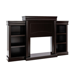 5-in-1 Complete Dining Room Set: Extendable Table  4 Chairs  Electric Fireplace  Media Console & Bamboo Sideboard