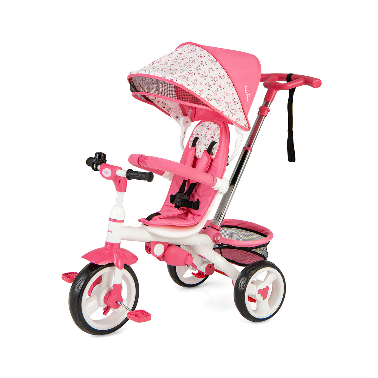 5-in-1 Detachable Baby Stroller Tricycle with Round Canopy-Blue