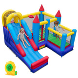 4-in-1 Kids Bouncer with Long Slide and Jumping Area for Yard and Lawn with 680W Blower