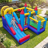 4-in-1 Kids Bouncer with Long Slide and Jumping Area for Yard and Lawn with 680W Blower
